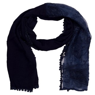 Cotton Half Net Stole- Peacock Blue